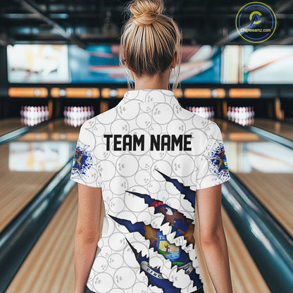 Custom Michigan Flag Bowling Team Women Quarter-Zip Shirt, Michigan Bowling League Shirt IPHW9837