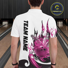 Load image into Gallery viewer, Custom Pink Flame Bowling Team Jerseys, Bowling League Polo Shirt For Men IPHW10726