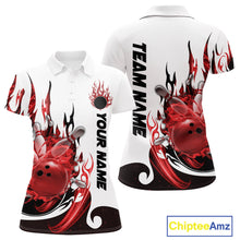Load image into Gallery viewer, Custom Red Flame Bowling Team Jerseys, Bowling League Polo Shirt For Women IPHW10727
