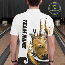 Load image into Gallery viewer, Custom Yellow Flame Bowling Team Jerseys, Bowling League Polo Shirt For Men IPHW10728