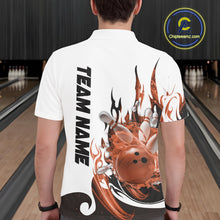 Load image into Gallery viewer, Custom Orange Flame Bowling Team Jerseys, Bowling League Polo Shirt For Men IPHW10729