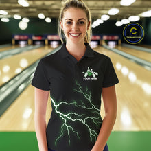 Load image into Gallery viewer, Custom Green Lightning Bowling Ball With Wings Bowling Women Team Shirt, Bowling Jerseys IPHW10730