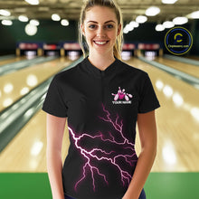 Load image into Gallery viewer, Custom Pink Lightning Bowling Ball With Wings Bowling Women Team Shirt, Bowling Jerseys IPHW10731