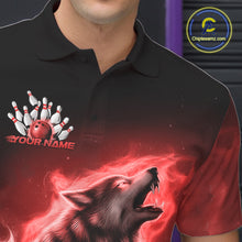 Load image into Gallery viewer, Red Flame Wolf Custom Bowling Team Shirt For Men, Fire Wolf Bowling Jerseys IPHW10735