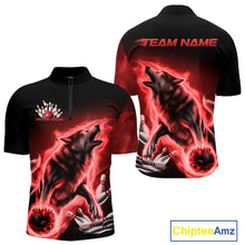 Load image into Gallery viewer, Red Flame Wolf Custom Bowling Team Shirt For Men, Fire Wolf Bowling Jerseys IPHW10735
