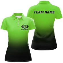 Load image into Gallery viewer, Black And Green Custom Skull Pickleball Shirts For Women, Halloween Pickleball Team Outfit IPHW7462