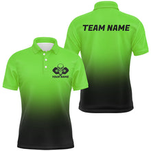 Load image into Gallery viewer, Black And Green Custom Skull Pickleball Shirts For Men, Halloween Pickleball Team Outfit IPHW7462
