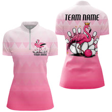 Load image into Gallery viewer, Custom Funny Flamingo Women's Bowling Shirts, Cute Bowling Team Shirt Bowling Tournament IPHW7730