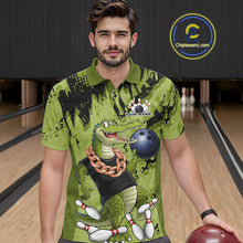 Load image into Gallery viewer, Green Custom Funny Alligator Bowling Men Polo Shirt, Bowling Team Jerseys Bowler Outfit IPHW10774