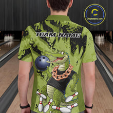 Load image into Gallery viewer, Green Custom Funny Alligator Bowling Men Polo Shirt, Bowling Team Jerseys Bowler Outfit IPHW10774