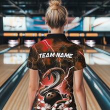 Load image into Gallery viewer, Orange Thunder Lightning Custom Cobra Snake Bowling Women Quarter-Zip Shirts, Team Shirt IPHW8897