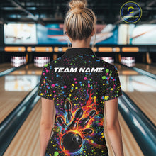 Load image into Gallery viewer, Custom Colorful Splatter Music Flame Bowling Women Quarter-Zip Shirt, Bowling Jerseys IPHW11002