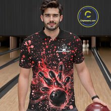 Load image into Gallery viewer, Custom Red Splatter Music Flame Bowling Men Polo Shirt, Music Bowling Jerseys IPHW11003