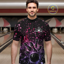 Load image into Gallery viewer, Custom Pink And Purple Splatter Music Flame Bowling Men Quarter-Zip Shirt, Music Bowling Jerseys IPHW11006