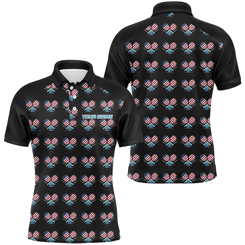 Personalized American Flag Pickleball Polo Shirts For Men, Patriotic Pickleball Jerseys For Team IPHW6941