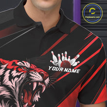 Load image into Gallery viewer, Custom Black And Red Tiger Bowling Team Men Shirt, Bowling League Shirt Bowler Uniform IPHW10775