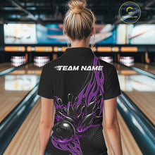 Load image into Gallery viewer, Custom Purple Flame Bowling Women Polo Shirt, Team Jerseys Bowling League Shirt IPHW11283