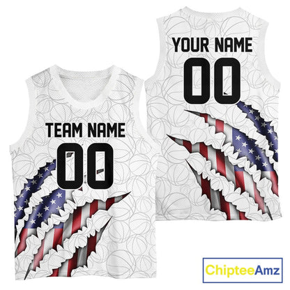 Custom Patriotic US Flag Basketball Jerseys, Personalized Name Number Basketball Team Shirt IPHW10510