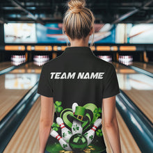 Load image into Gallery viewer, Custom Lucky St Patricks Bowling Womens Polo Shirts, Saint Paddys Shamprock Bowling Outfits IPHW8602