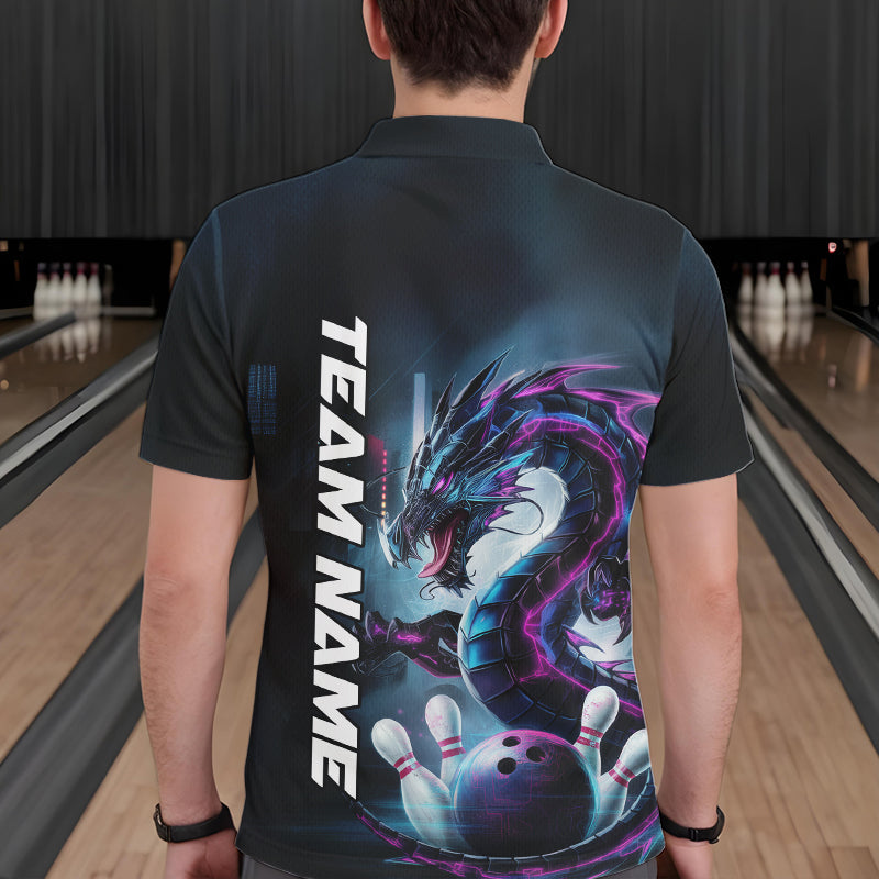 Custom Futuristic Style Dragon Bowling Polo Shirts For Men, Dragon Bowling Outfits IPHW8914