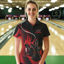 Load image into Gallery viewer, Custom Red Flame Bowling Women Jerseys, Bowling Team League Shirt Bowlers Jerseys IPHW11295