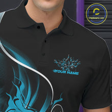Load image into Gallery viewer, Custom Blue Flame Bowling Men Jerseys, Bowling Team League Shirt Bowlers Jerseys IPHW11296