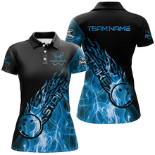Load image into Gallery viewer, Custom Blue Flame Bowling Shirts For Women, Bowling Team Shirts Bowling Strike IPHW7155