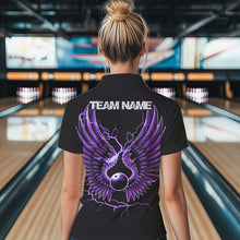 Load image into Gallery viewer, Purple Thunder Lightning Bowling Wings Custom Bowling Team Quarter-Zip Shirts For Women IPHW8395