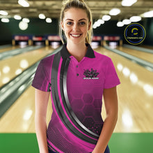 Load image into Gallery viewer, Custom Pink Flame Bowling Jerseys, Bowling Team Women Polo Shirt Bowlers Outfit IPHW11315