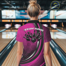 Load image into Gallery viewer, Custom Pink Flame Bowling Jerseys, Bowling Team Women Polo Shirt Bowlers Outfit IPHW11315