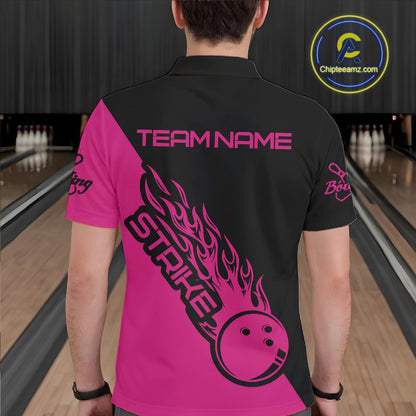 Custom Bowling Shirts For Men And Women, Bowling Team Shirts Bowling Strike | Pink IPHW4290