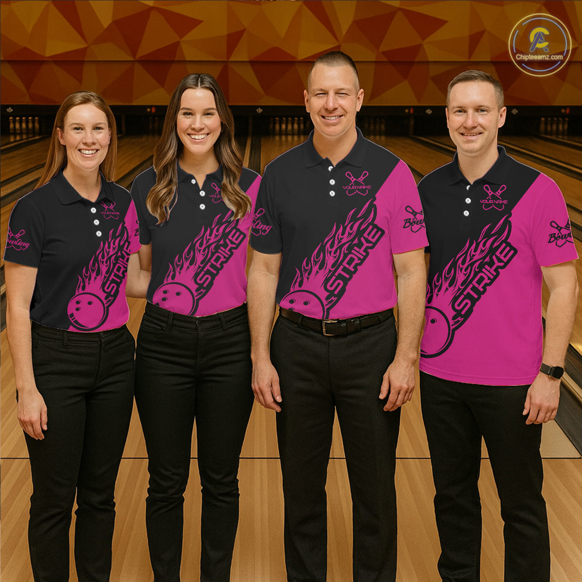 Custom Bowling Shirts For Women, Bowling Team Shirts Bowling Strike | Pink IPHW4290