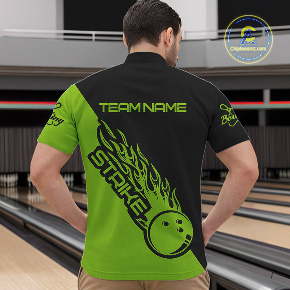 Custom Bowling Shirts For Men And Women, Bowling Team Shirts Bowling Strike | Green IPHW4291