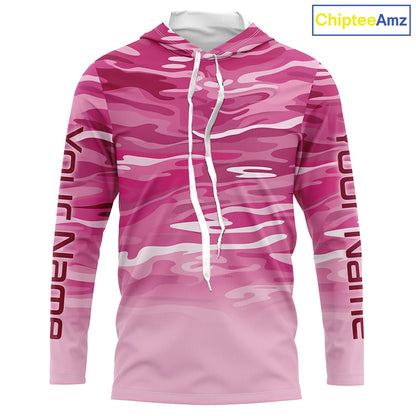 Pink Camo Custom Long Sleeve Tournament Performance Fishing Shirts For Charter Fishing Trip IPHW5797