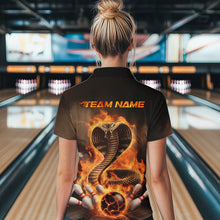 Load image into Gallery viewer, Custom Flame Cobra Snake Bowling Team Womens Quarter-Zip Shirts, Bowling Tournament Outfit IPHW8666