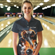 Load image into Gallery viewer, Custom Flame Cobra Snake Bowling Team Polo Shirts For Women, Bowling Tournament Outfit IPHW8668