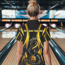 Load image into Gallery viewer, Custom Yellow Dragon Bowling Jerseys, Dragon Bowling Women Polo Shirts Bowling League Shirt IPHW8927