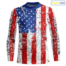 Load image into Gallery viewer, American Flag Custom Long Sleeve Uv Protection Fishing Shirts, Patriotic Fishing Jersey IPHW6851