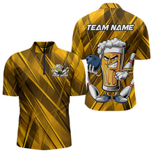 Load image into Gallery viewer, Custom Funny Beer Bowling Men Quarter-Zip Shirts For Bowlers, Humorous Beer And Bowling Jerseys IPHW8932