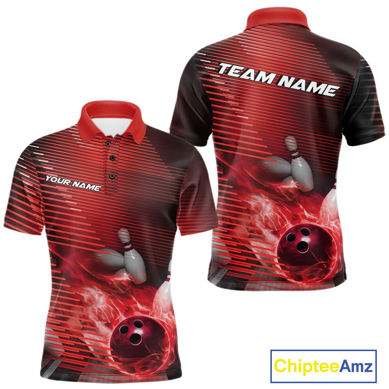 Custom Multi-Color Flame Bowling Tournament Shirts For Men, Women And Kid, Fire Bowling Jerseys IPHW9379