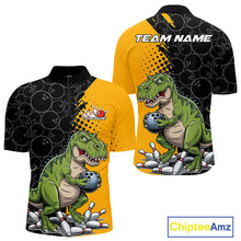 Load image into Gallery viewer, Custom Funny Dinosaur Bowling Quarter-Zip Shirt For Men, Dinosaur Bowling Team Jerseys IPHW9928