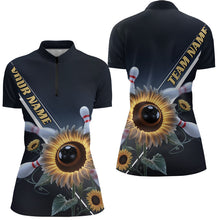Load image into Gallery viewer, Custom Sunflower Bowling Quarter-Zip Shirts For Women, Sunflower Bowling Team Shirt With Name IPHW8438