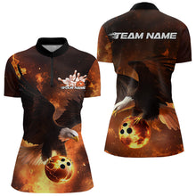 Load image into Gallery viewer, Custom Flame Eagle Bowling Quarter-Zip Shirts For Women, Ealge Bowling Team Shirt With Name IPHW8447