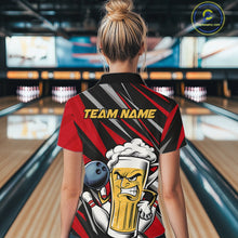 Load image into Gallery viewer, Custom Funny Red Bowling Jerseys Bowling And Beer Women Shirts, Bowling Jerseys IPHW10532