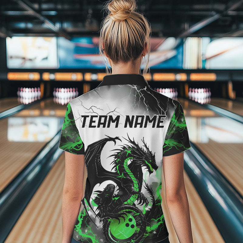 Black And Green Thunder Lightning Custom Dragon Bowling Women Quarter-Zip Shirts IPHW8696