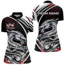 Load image into Gallery viewer, Custom Black And Red Dragon Bowling Team Women Quarter-Zip Shirts, Dragon Bowling Jerseys IPHW8705