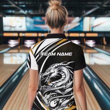 Load image into Gallery viewer, Custom Black And Yellow Dragon Bowling Women Quarter-Zip Shirts , Dragon Bowling Jerseys IPHW8707