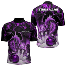 Load image into Gallery viewer, Custom Purple Flame Dragon Bowling Quarter-Zip Shirts For Men, Dragon Bowling Team Jerseys IPHW8961
