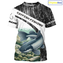 Load image into Gallery viewer, Gray Camo Custom Catfish Fishing Long Sleeve Fishing Shirts, Catfish Fishing Jerseys IPHW7016