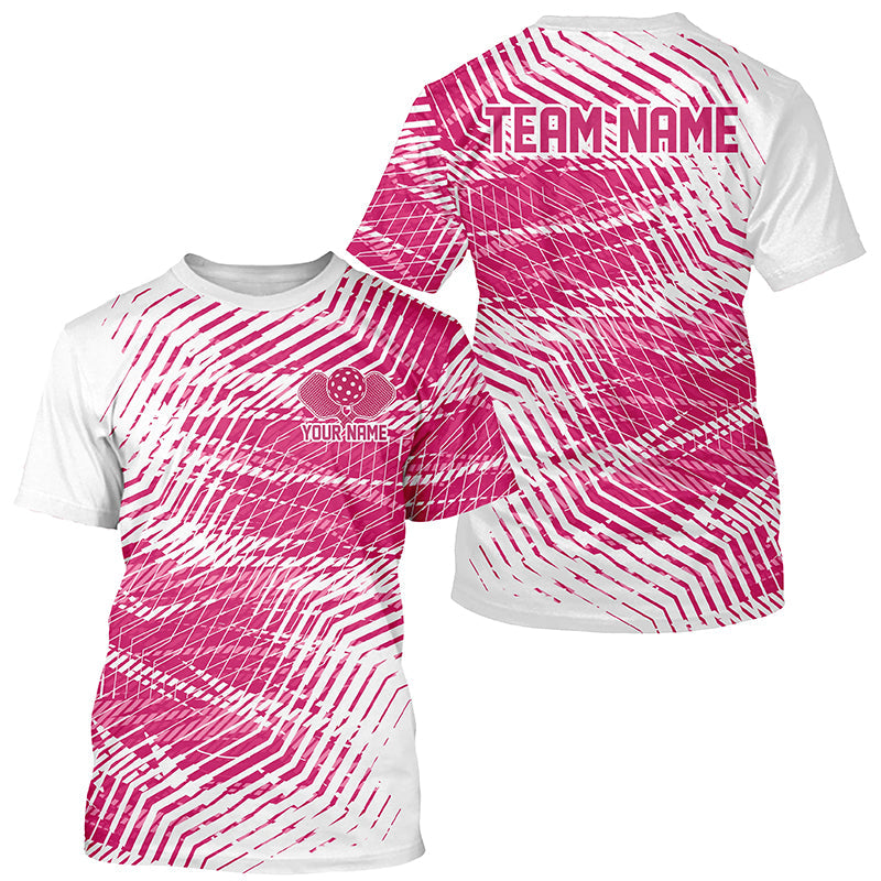 White And Pink Custom Pickleball T-Shirts For Men, Pickleball Team Shirt Pickleball Clothing IPHW7784